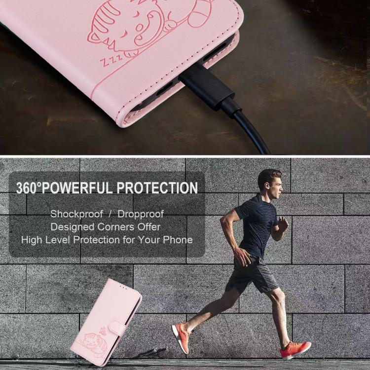 Cat Butterfly Embossed RFID Vegan Leather Phone Case with Strap, For Tecno Camon 20, For Tecno Spark 10 5G, For Tecno Spark 10C, For Tecno Spark Go 2023, For Tecno Spark 10 Pro