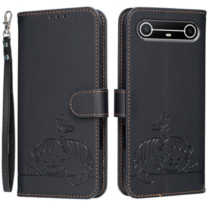 Cat Butterfly Embossed RFID Vegan Leather Phone Case with Strap, For Tecno Pova Curve 2 5G, For Tecno Spark 50 4G, For Tecno Camon 50 Pro 4G, For Tecno Camon 50 4G, For Tecno Pova Slim / Spark Slim 5G, For Tecno Spark 40C, For Tecno Pova 7 Pro 5G      ...