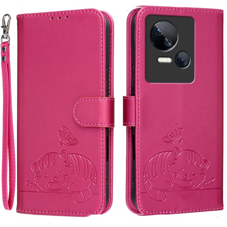 Cat Butterfly Embossed RFID Vegan Leather Phone Case with Strap, For Tecno Camon 20, For Tecno Spark 10 5G, For Tecno Spark 10C, For Tecno Spark Go 2023, For Tecno Spark 10 Pro