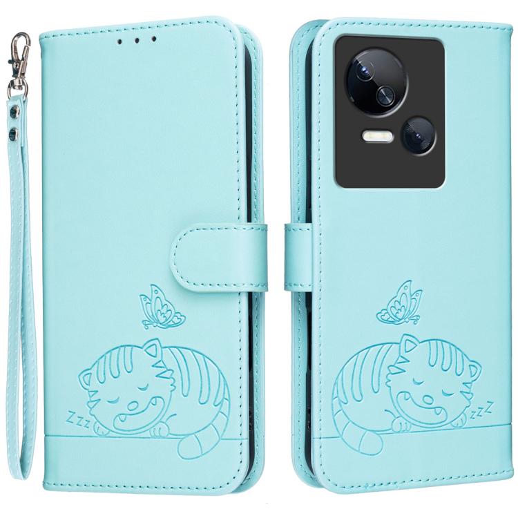 Cat Butterfly Embossed RFID Vegan Leather Phone Case with Strap, For Tecno Camon 20, For Tecno Spark 10 5G, For Tecno Spark 10C, For Tecno Spark Go 2023, For Tecno Spark 10 Pro