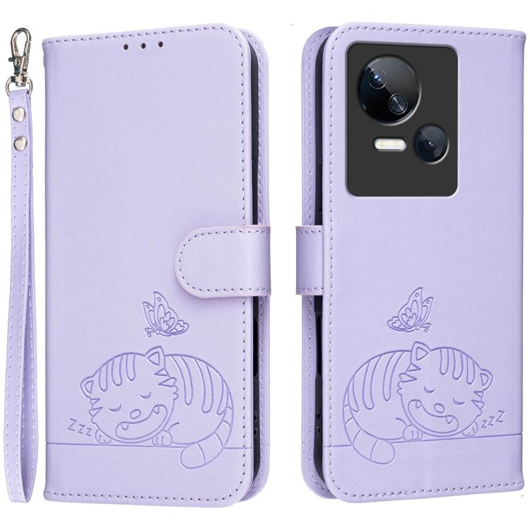Cat Butterfly Embossed RFID Vegan Leather Phone Case with Strap, For Tecno Camon 20, For Tecno Spark 10 5G, For Tecno Spark 10C, For Tecno Spark Go 2023, For Tecno Spark 10 Pro