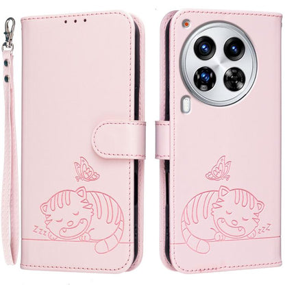Cat Butterfly Embossed RFID Vegan Leather Phone Case with Strap, For Tecno Pova 7 4G, For Tecno Spark Go 2025 / Infinix Hot 60i, For Tecno Spark 10 Pro Magic, For Tecno Camon 30 Premier 5G, For Tecno Spark 20 Pro+, For Tecno Spark 20 Pro / Infinix Hot ...