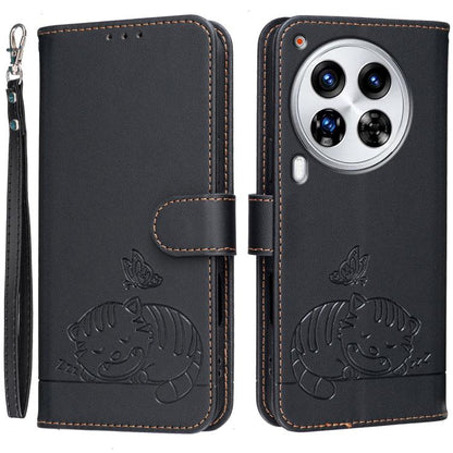 Cat Butterfly Embossed RFID Vegan Leather Phone Case with Strap, For Tecno Pova 7 4G, For Tecno Spark Go 2025 / Infinix Hot 60i, For Tecno Spark 10 Pro Magic, For Tecno Camon 30 Premier 5G, For Tecno Spark 20 Pro+, For Tecno Spark 20 Pro / Infinix Hot ...