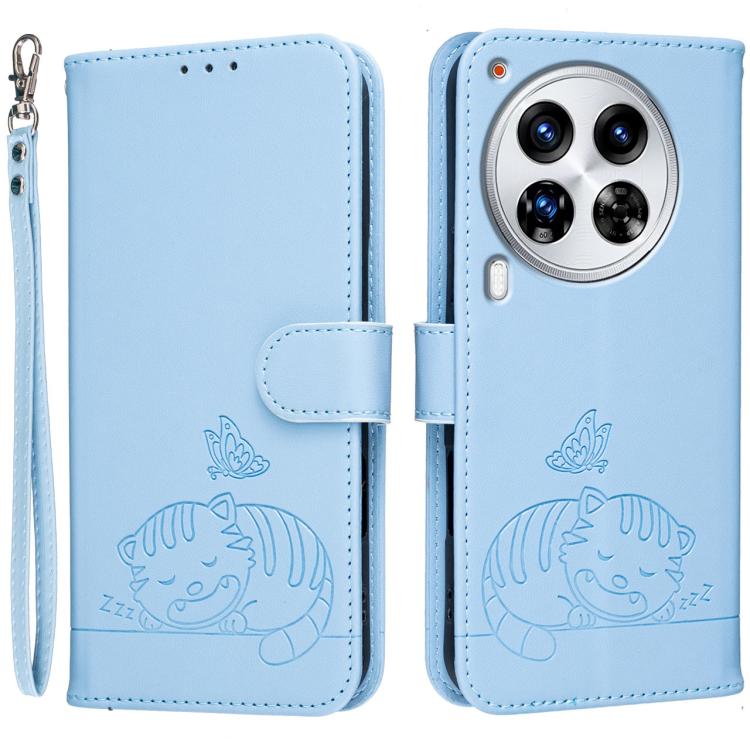 Cat Butterfly Embossed RFID Vegan Leather Phone Case with Strap, For Tecno Pova 7 4G, For Tecno Spark Go 2025 / Infinix Hot 60i, For Tecno Spark 10 Pro Magic, For Tecno Camon 30 Premier 5G, For Tecno Spark 20 Pro+, For Tecno Spark 20 Pro / Infinix Hot ...