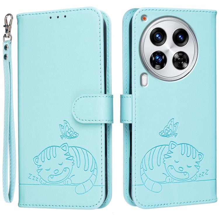 Cat Butterfly Embossed RFID Vegan Leather Phone Case with Strap, For Tecno Pova 7 4G, For Tecno Spark Go 2025 / Infinix Hot 60i, For Tecno Spark 10 Pro Magic, For Tecno Camon 30 Premier 5G, For Tecno Spark 20 Pro+, For Tecno Spark 20 Pro / Infinix Hot ...