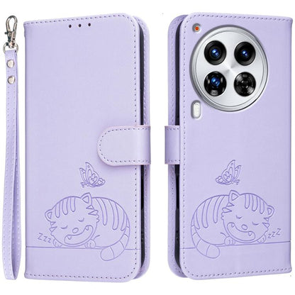 Cat Butterfly Embossed RFID Vegan Leather Phone Case with Strap, For Tecno Pova 7 4G, For Tecno Spark Go 2025 / Infinix Hot 60i, For Tecno Spark 10 Pro Magic, For Tecno Camon 30 Premier 5G, For Tecno Spark 20 Pro+, For Tecno Spark 20 Pro / Infinix Hot ...