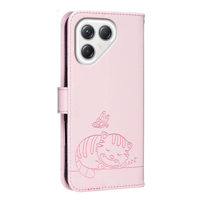 Cat Butterfly Embossed RFID Vegan Leather Phone Case with Strap, For Tecno Pova 7 4G, For Tecno Spark Go 2025 / Infinix Hot 60i, For Tecno Spark 10 Pro Magic, For Tecno Camon 30 Premier 5G, For Tecno Spark 20 Pro+, For Tecno Spark 20 Pro / Infinix Hot ...
