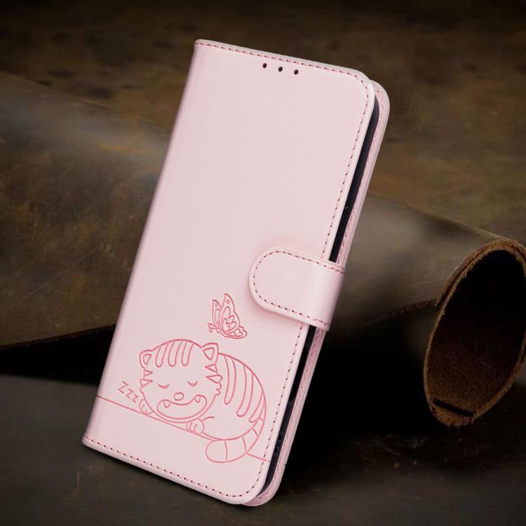 Cat Butterfly Embossed RFID Vegan Leather Phone Case with Strap, For Tecno Pova 7 4G, For Tecno Spark Go 2025 / Infinix Hot 60i, For Tecno Spark 10 Pro Magic, For Tecno Camon 30 Premier 5G, For Tecno Spark 20 Pro+, For Tecno Spark 20 Pro / Infinix Hot ...