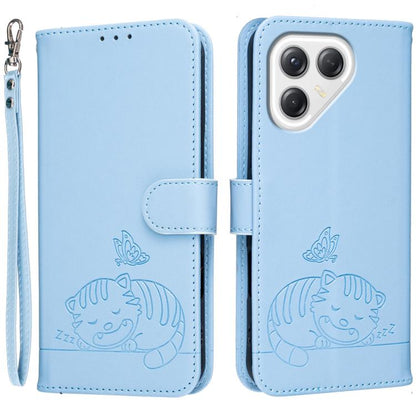Cat Butterfly Embossed RFID Vegan Leather Phone Case with Strap, For Tecno Pova 7 4G, For Tecno Spark Go 2025 / Infinix Hot 60i, For Tecno Spark 10 Pro Magic, For Tecno Camon 30 Premier 5G, For Tecno Spark 20 Pro+, For Tecno Spark 20 Pro / Infinix Hot ...