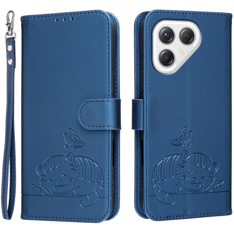 Cat Butterfly Embossed RFID Vegan Leather Phone Case with Strap, For Tecno Pova 7 4G, For Tecno Spark Go 2025 / Infinix Hot 60i, For Tecno Spark 10 Pro Magic, For Tecno Camon 30 Premier 5G, For Tecno Spark 20 Pro+, For Tecno Spark 20 Pro / Infinix Hot ...