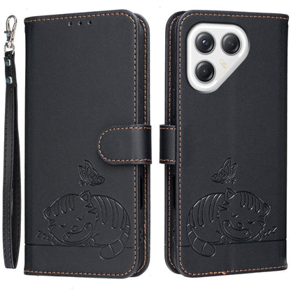 Cat Butterfly Embossed RFID Vegan Leather Phone Case with Strap, For Tecno Pova Curve 2 5G, For Tecno Spark 50 4G, For Tecno Camon 50 Pro 4G, For Tecno Camon 50 4G, For Tecno Pova Slim / Spark Slim 5G, For Tecno Spark 40C, For Tecno Pova 7 Pro 5G      ...