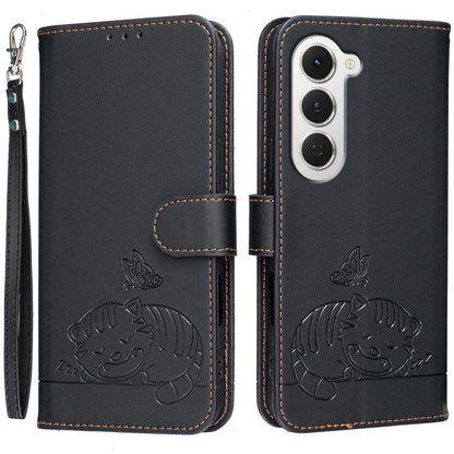 Cat Butterfly Embossed RFID Vegan Leather Phone Case with Strap, For Tecno Pova Curve 2 5G, For Tecno Spark 50 4G, For Tecno Camon 50 Pro 4G, For Tecno Camon 50 4G, For Tecno Pova Slim / Spark Slim 5G, For Tecno Spark 40C, For Tecno Pova 7 Pro 5G      ...