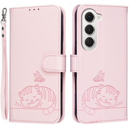 Cat Butterfly Embossed RFID Vegan Leather Phone Case with Strap, For Tecno Pova Curve 2 5G, For Tecno Spark 50 4G, For Tecno Camon 50 Pro 4G, For Tecno Camon 50 4G, For Tecno Pova Slim / Spark Slim 5G, For Tecno Spark 40C, For Tecno Pova 7 Pro 5G      ...