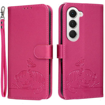 Cat Butterfly Embossed RFID Vegan Leather Phone Case with Strap, For Tecno Pova Curve 2 5G, For Tecno Spark 50 4G, For Tecno Camon 50 Pro 4G, For Tecno Camon 50 4G, For Tecno Pova Slim / Spark Slim 5G, For Tecno Spark 40C, For Tecno Pova 7 Pro 5G      ...