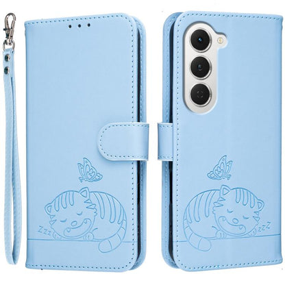 Cat Butterfly Embossed RFID Vegan Leather Phone Case with Strap, For Tecno Pova Curve 2 5G, For Tecno Spark 50 4G, For Tecno Camon 50 Pro 4G, For Tecno Camon 50 4G, For Tecno Pova Slim / Spark Slim 5G, For Tecno Spark 40C, For Tecno Pova 7 Pro 5G      ...