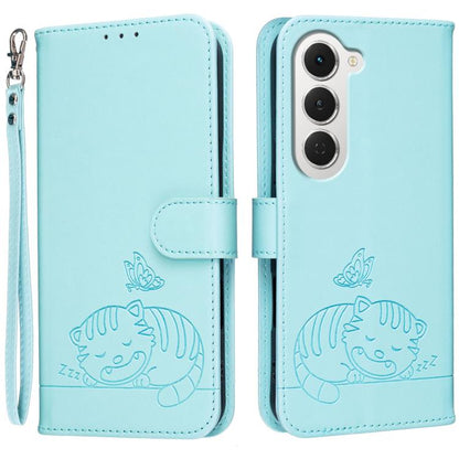 Cat Butterfly Embossed RFID Vegan Leather Phone Case with Strap, For Tecno Pova Curve 2 5G, For Tecno Spark 50 4G, For Tecno Camon 50 Pro 4G, For Tecno Camon 50 4G, For Tecno Pova Slim / Spark Slim 5G, For Tecno Spark 40C, For Tecno Pova 7 Pro 5G      ...