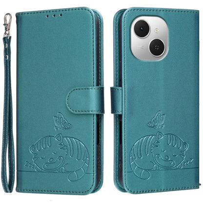 Cat Butterfly Embossed RFID Vegan Leather Phone Case with Strap, For Tecno Pova Curve 2 5G, For Tecno Spark 50 4G, For Tecno Camon 50 Pro 4G, For Tecno Camon 50 4G, For Tecno Pova Slim / Spark Slim 5G, For Tecno Spark 40C, For Tecno Pova 7 Pro 5G      ...