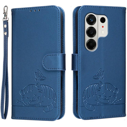 Cat Butterfly Embossed RFID Vegan Leather Phone Case with Strap, For Tecno Pova Curve 2 5G, For Tecno Spark 50 4G, For Tecno Camon 50 Pro 4G, For Tecno Camon 50 4G, For Tecno Pova Slim / Spark Slim 5G, For Tecno Spark 40C, For Tecno Pova 7 Pro 5G      ...