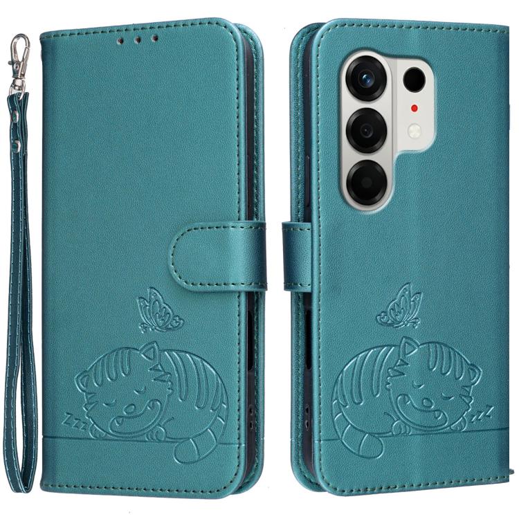 Cat Butterfly Embossed RFID Vegan Leather Phone Case with Strap, For Tecno Pova Curve 2 5G, For Tecno Spark 50 4G, For Tecno Camon 50 Pro 4G, For Tecno Camon 50 4G, For Tecno Pova Slim / Spark Slim 5G, For Tecno Spark 40C, For Tecno Pova 7 Pro 5G      ...
