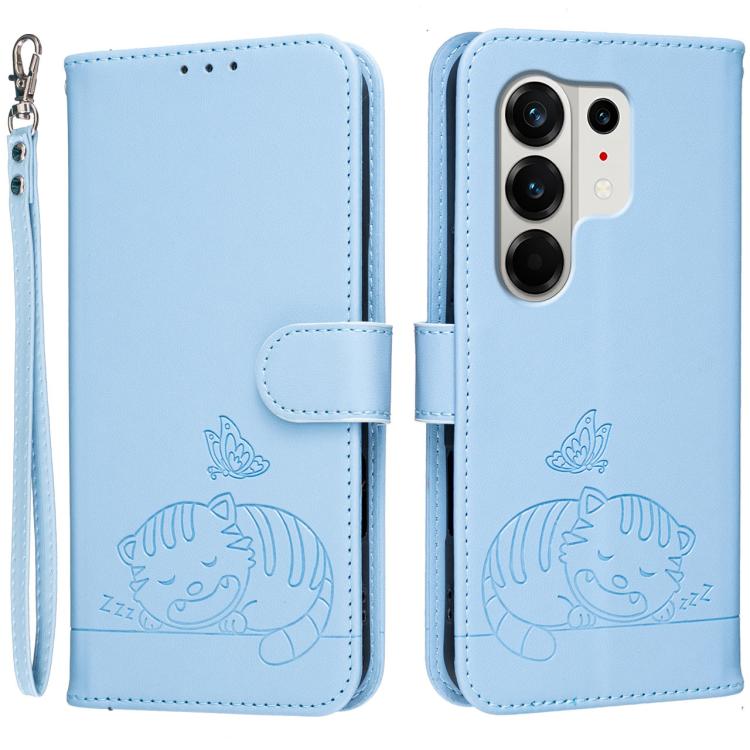 Cat Butterfly Embossed RFID Vegan Leather Phone Case with Strap, For Tecno Pova Curve 2 5G, For Tecno Spark 50 4G, For Tecno Camon 50 Pro 4G, For Tecno Camon 50 4G, For Tecno Pova Slim / Spark Slim 5G, For Tecno Spark 40C, For Tecno Pova 7 Pro 5G      ...