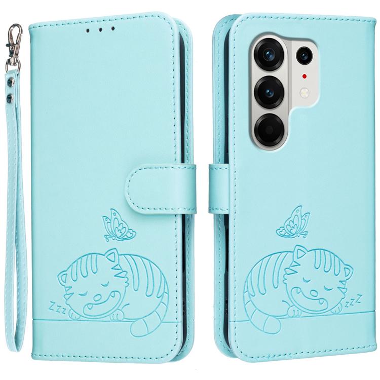 Cat Butterfly Embossed RFID Vegan Leather Phone Case with Strap, For Tecno Pova Curve 2 5G, For Tecno Spark 50 4G, For Tecno Camon 50 Pro 4G, For Tecno Camon 50 4G, For Tecno Pova Slim / Spark Slim 5G, For Tecno Spark 40C, For Tecno Pova 7 Pro 5G      ...