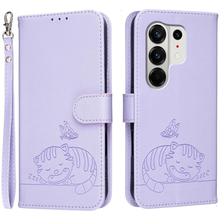 Cat Butterfly Embossed RFID Vegan Leather Phone Case with Strap, For Tecno Pova Curve 2 5G, For Tecno Spark 50 4G, For Tecno Camon 50 Pro 4G, For Tecno Camon 50 4G, For Tecno Pova Slim / Spark Slim 5G, For Tecno Spark 40C, For Tecno Pova 7 Pro 5G      ...