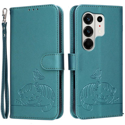 Cat Butterfly Embossed RFID Vegan Leather Phone Case with Strap, For Tecno Pova Curve 2 5G, For Tecno Spark 50 4G, For Tecno Camon 50 Pro 4G, For Tecno Camon 50 4G, For Tecno Pova Slim / Spark Slim 5G, For Tecno Spark 40C, For Tecno Pova 7 Pro 5G      ...