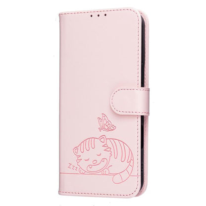 Cat Butterfly Embossed RFID Vegan Leather Phone Case with Strap, For Tecno Pova Curve 2 5G, For Tecno Spark 50 4G, For Tecno Camon 50 Pro 4G, For Tecno Camon 50 4G, For Tecno Pova Slim / Spark Slim 5G, For Tecno Spark 40C, For Tecno Pova 7 Pro 5G      ...