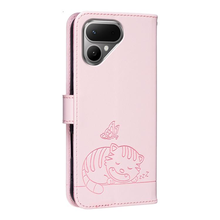Cat Butterfly Embossed RFID Vegan Leather Phone Case with Strap, For Tecno Pova Curve 2 5G, For Tecno Spark 50 4G, For Tecno Camon 50 Pro 4G, For Tecno Camon 50 4G, For Tecno Pova Slim / Spark Slim 5G, For Tecno Spark 40C, For Tecno Pova 7 Pro 5G      ...