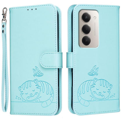Cat Butterfly Embossed RFID Vegan Leather Phone Case with Strap, For Redmi 15a 5G, For Redmi A7 Pro 4G 171mm, For Redmi Turbo 5 Max / Poco X8 Pro Max 5G, For Redmi Turbo 5 / Poco X8 Pro 5G, For Redmi K90 ProMax / Poco F8 Ultra                          ...