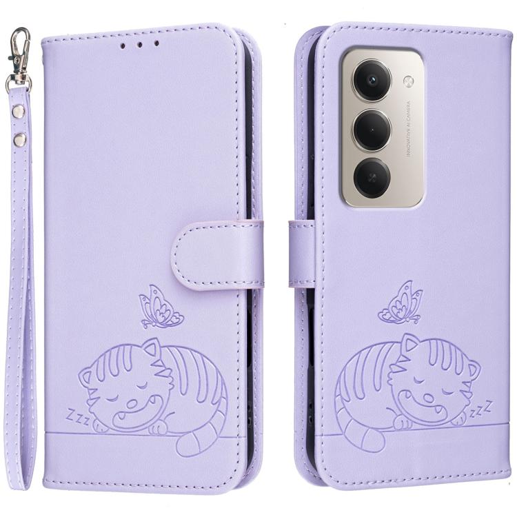 Cat Butterfly Embossed RFID Vegan Leather Phone Case with Strap, For Redmi 15a 5G, For Redmi A7 Pro 4G 171mm, For Redmi Turbo 5 Max / Poco X8 Pro Max 5G, For Redmi Turbo 5 / Poco X8 Pro 5G, For Redmi K90 ProMax / Poco F8 Ultra                          ...