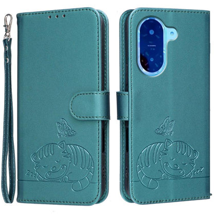 Cat Butterfly Embossed RFID Vegan Leather Phone Case with Strap, For Redmi 15C 5G / 4G Global 171mm, For Redmi 15C 5G / 4G EU 173mm, For Redmi A5 4G 173.3mm, For Redmi A5 4G 171.7mm, For Redmi Note 14 4G 164.84mm, For Redmi Turbo 4 Pro, For Redmi Turbo...