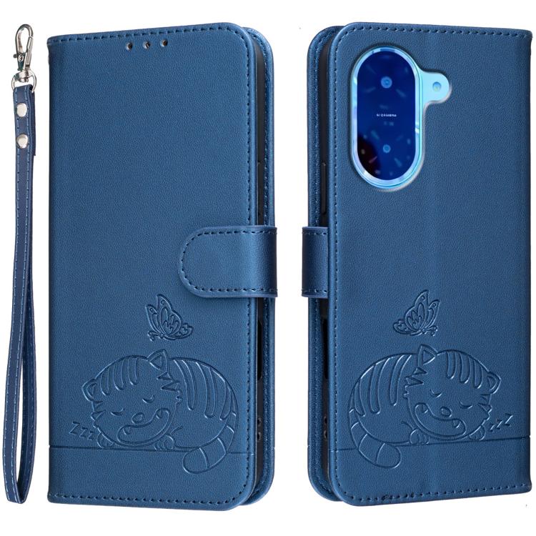 Cat Butterfly Embossed RFID Vegan Leather Phone Case with Strap, For Redmi 15C 5G / 4G Global 171mm, For Redmi 15C 5G / 4G EU 173mm, For Redmi A5 4G 173.3mm, For Redmi A5 4G 171.7mm, For Redmi Note 14 4G 164.84mm, For Redmi Turbo 4 Pro, For Redmi Turbo...