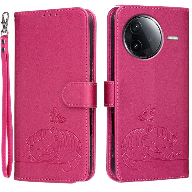Cat Butterfly Embossed RFID Vegan Leather Phone Case with Strap, For Redmi 15C 5G / 4G Global 171mm, For Redmi 15C 5G / 4G EU 173mm, For Redmi A5 4G 173.3mm, For Redmi A5 4G 171.7mm, For Redmi Note 14 4G 164.84mm, For Redmi Turbo 4 Pro, For Redmi Turbo...