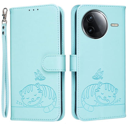 Cat Butterfly Embossed RFID Vegan Leather Phone Case with Strap, For Redmi 15C 5G / 4G Global 171mm, For Redmi 15C 5G / 4G EU 173mm, For Redmi A5 4G 173.3mm, For Redmi A5 4G 171.7mm, For Redmi Note 14 4G 164.84mm, For Redmi Turbo 4 Pro, For Redmi Turbo...