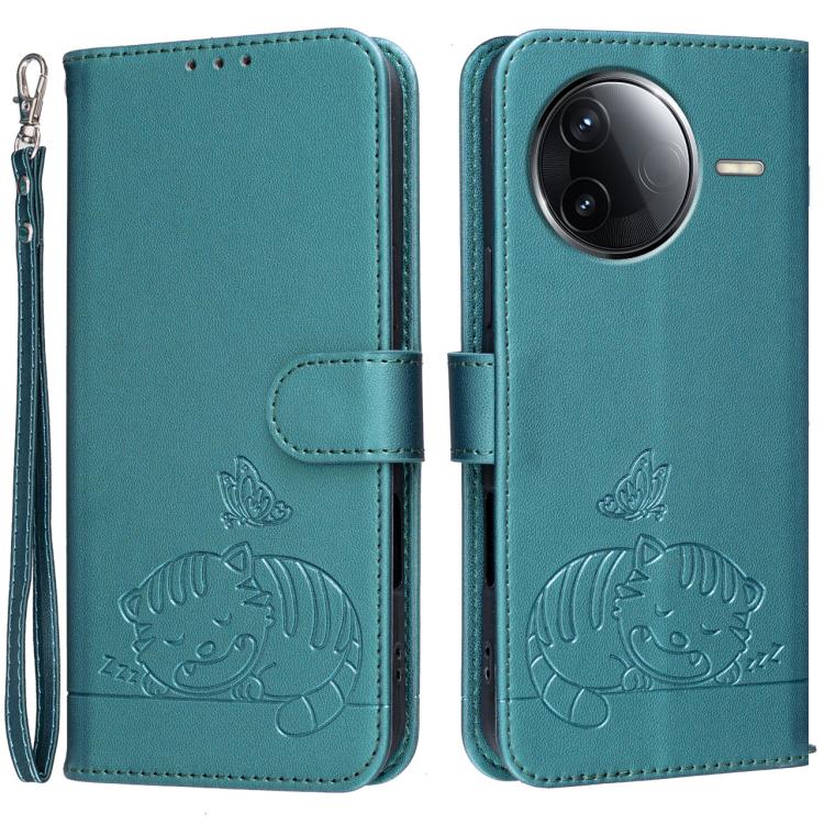 Cat Butterfly Embossed RFID Vegan Leather Phone Case with Strap, For Redmi 15C 5G / 4G Global 171mm, For Redmi 15C 5G / 4G EU 173mm, For Redmi A5 4G 173.3mm, For Redmi A5 4G 171.7mm, For Redmi Note 14 4G 164.84mm, For Redmi Turbo 4 Pro, For Redmi Turbo...