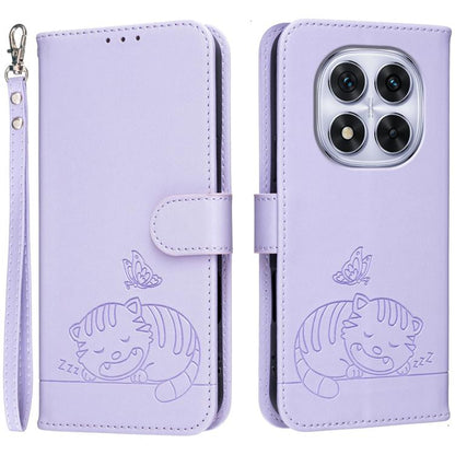 Cat Butterfly Embossed RFID Vegan Leather Phone Case with Strap, For Redmi 15C 5G / 4G Global 171mm, For Redmi 15C 5G / 4G EU 173mm, For Redmi A5 4G 173.3mm, For Redmi A5 4G 171.7mm, For Redmi Note 14 4G 164.84mm, For Redmi Turbo 4 Pro, For Redmi Turbo...