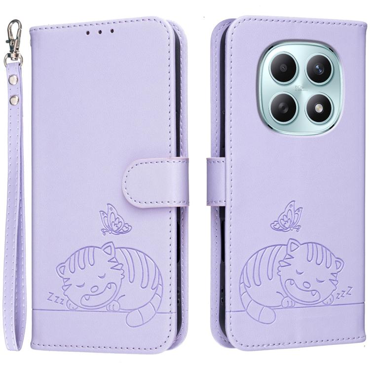Cat Butterfly Embossed RFID Vegan Leather Phone Case with Strap, For Redmi 15a 5G, For Redmi A7 Pro 4G 171mm, For Redmi Turbo 5 Max / Poco X8 Pro Max 5G, For Redmi Turbo 5 / Poco X8 Pro 5G, For Redmi K90 ProMax / Poco F8 Ultra                          ...