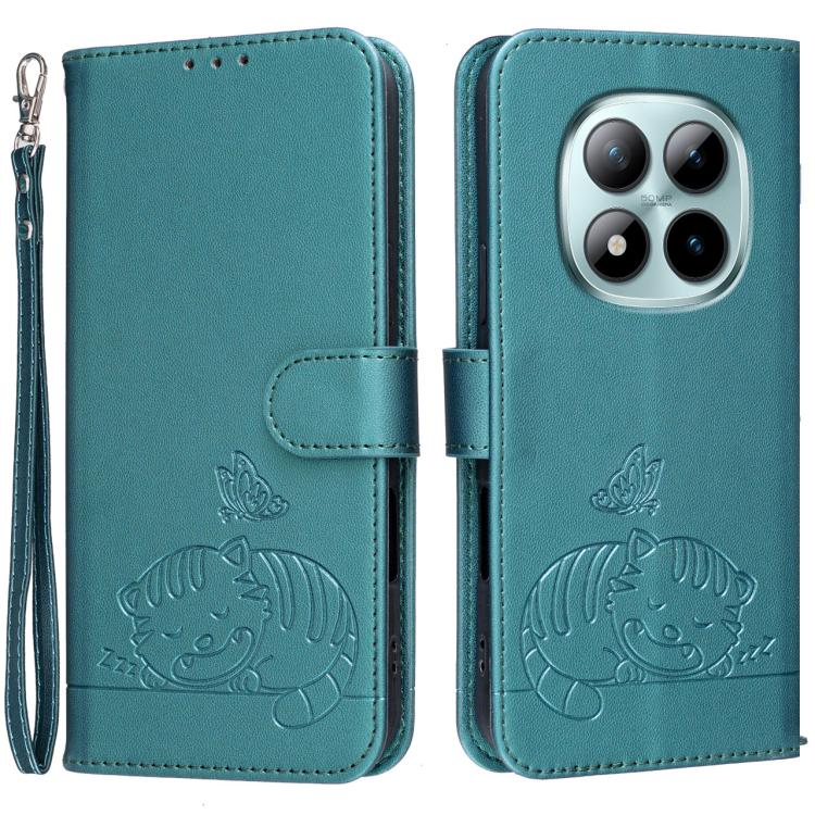Cat Butterfly Embossed RFID Vegan Leather Phone Case with Strap, For Redmi 15a 5G, For Redmi A7 Pro 4G 171mm, For Redmi Turbo 5 Max / Poco X8 Pro Max 5G, For Redmi Turbo 5 / Poco X8 Pro 5G, For Redmi K90 ProMax / Poco F8 Ultra                          ...
