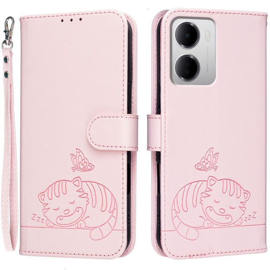 Cat Butterfly Embossed RFID Vegan Leather Phone Case with Strap, For Redmi 15a 5G, For Redmi A7 Pro 4G 171mm, For Redmi Turbo 5 Max / Poco X8 Pro Max 5G, For Redmi Turbo 5 / Poco X8 Pro 5G, For Redmi K90 ProMax / Poco F8 Ultra                          ...