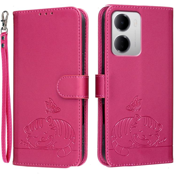 Cat Butterfly Embossed RFID Vegan Leather Phone Case with Strap, For Redmi 15a 5G, For Redmi A7 Pro 4G 171mm, For Redmi Turbo 5 Max / Poco X8 Pro Max 5G, For Redmi Turbo 5 / Poco X8 Pro 5G, For Redmi K90 ProMax / Poco F8 Ultra                          ...