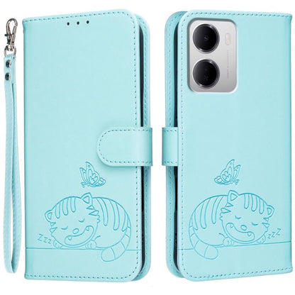 Cat Butterfly Embossed RFID Vegan Leather Phone Case with Strap, For Redmi 15a 5G, For Redmi A7 Pro 4G 171mm, For Redmi Turbo 5 Max / Poco X8 Pro Max 5G, For Redmi Turbo 5 / Poco X8 Pro 5G, For Redmi K90 ProMax / Poco F8 Ultra                          ...