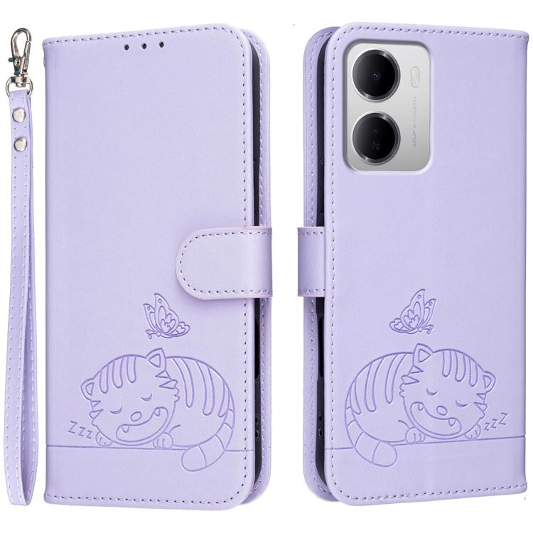 Cat Butterfly Embossed RFID Vegan Leather Phone Case with Strap, For Redmi 15a 5G, For Redmi A7 Pro 4G 171mm, For Redmi Turbo 5 Max / Poco X8 Pro Max 5G, For Redmi Turbo 5 / Poco X8 Pro 5G, For Redmi K90 ProMax / Poco F8 Ultra                          ...