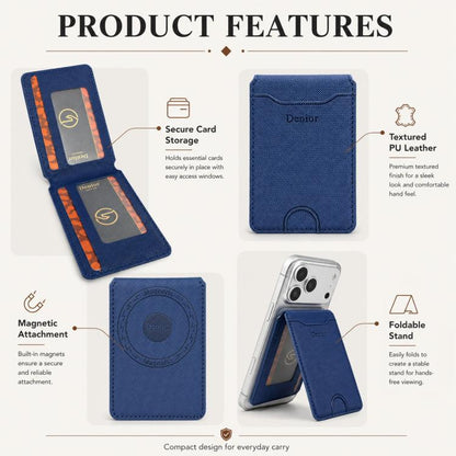 Denior V27 Vegan Leather Texture Magnetic Card Holder