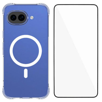 WANLONFENG Transparent Magnetic Four-Corner Shockproof TPU Phone Case with Screen Film, For Google Pixel 11 Pro XL, For Google Pixel 11, For Google Pixel 11 Pro, For Google Pixel 10a