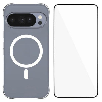 WANLONFENG Transparent Magnetic Four-Corner Shockproof TPU Phone Case with Screen Film, For Google Pixel 11 Pro XL, For Google Pixel 11, For Google Pixel 11 Pro, For Google Pixel 10a