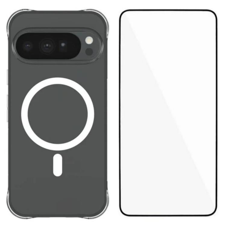 WANLONFENG Transparent Magnetic Four-Corner Shockproof TPU Phone Case with Screen Film, For Google Pixel 11 Pro XL, For Google Pixel 11, For Google Pixel 11 Pro, For Google Pixel 10a