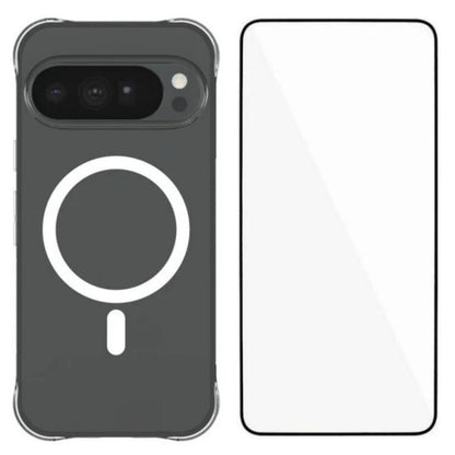 WANLONFENG Transparent Magnetic Four-Corner Shockproof TPU Phone Case with Screen Film, For Google Pixel 11 Pro XL, For Google Pixel 11, For Google Pixel 11 Pro, For Google Pixel 10a