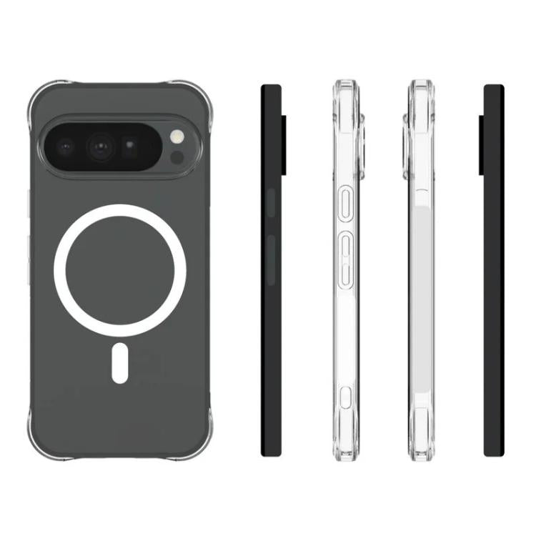 WANLONFENG Transparent Magnetic Four-Corner Shockproof TPU Phone Case with Screen Film, For Google Pixel 11 Pro XL, For Google Pixel 11, For Google Pixel 11 Pro, For Google Pixel 10a