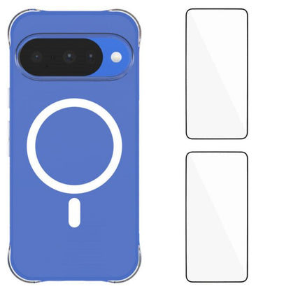 WANLONFENG Transparent Magnetic Four-Corner Shockproof TPU Phone Case with 2pcs Screen Films, For Google Pixel 11 Pro XL, For Google Pixel 11, For Google Pixel 11 Pro, For Google Pixel 10a
